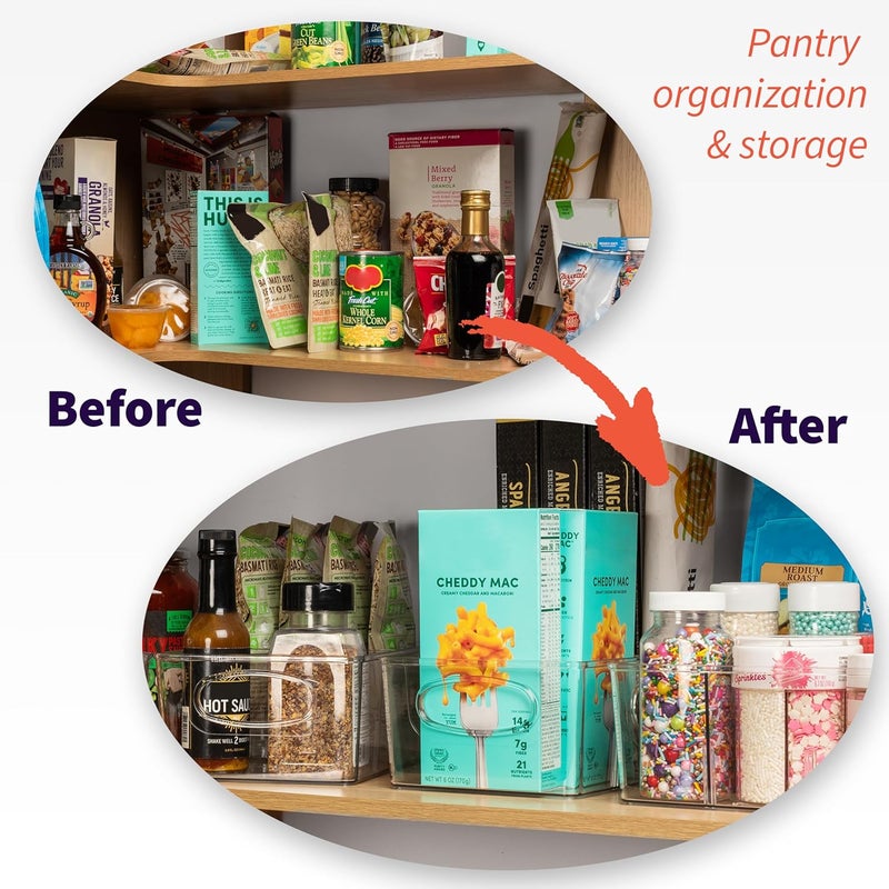 ClearSpace Plastic Pantry Organization and Storage Bins with Removable Dividers – Perfect Kitchen Organization or Kitchen Storage – Refrigerator Organizer Bins, Cabinet Organizers (2 Pack) - Image 2
